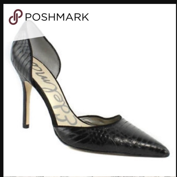Sam Edelman Delilah Black Snakeskin D'Orsey Pointed Toe Pumps - Picture 4 of 4